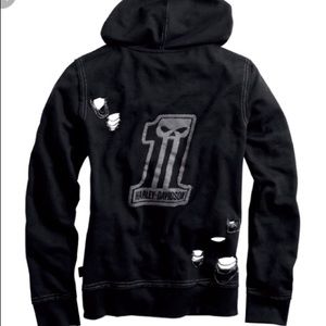 Harley Davidson Chain Detail #1 Skull Zip Hoodie